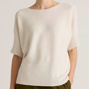 Quince Lightweight Cotton Cashmere Link-Stitch Dolman Sweater
